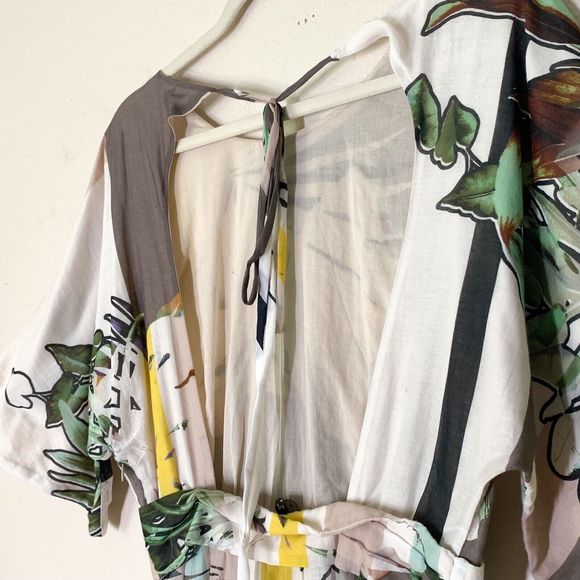 Manila Grace Short Sleeve Maxi Dress size 40 US 6 Open Back Abstract Tropical - Picture 7 of 10